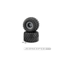 JConcepts Renegades - yellow compound, pre-mounted on silver 3414S wheels Fits - Traxxas Maxx & LMT JCO3085-4099