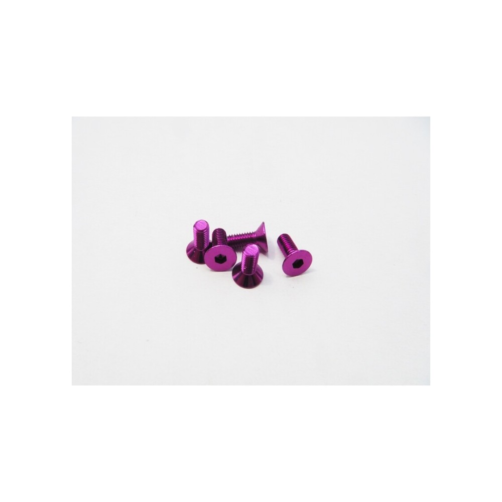 Hiro Seiko Alloy Hex Socket Flat Head Screw M3x14 (4pcs | Purple) HS-48763 Hiro Seiko Alloy Hex Socket Flat Head Screw M3x14 (4pcs | Purple) HS-48763