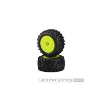 JConcepts Scorpios - green compound - pre-mounted, yellow wheels 2pcsFits - Losi Mini-T 2.0 Mini-B rear JCO3100-2221