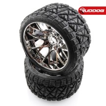 Sweep Land Crusher all terrain Belted tire Silver wheels 1/2 offset (146mm Diameter) 2pcs SR-SRC1004S