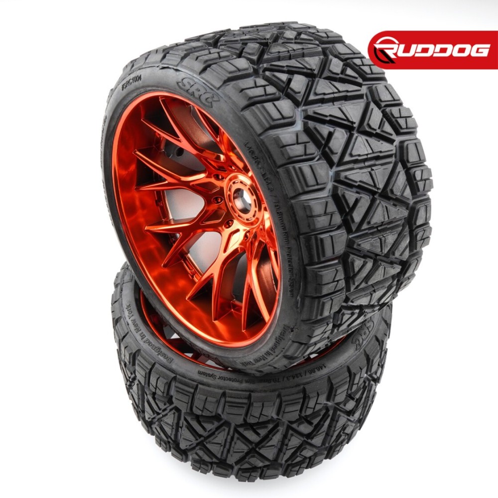 Sweep Land Crusher all terrain Belted tire Red wheels 1/2 offset (146mm Diameter) 2pcs SR-SRC1004R Sweep Land Crusher all terrain Belted tire Red wheels 1/2 offset (146mm Diameter) 2pcs SR-SRC1004R