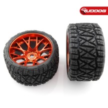 Sweep Land Crusher all terrain Belted tire Red wheels 1/2 offset (146mm Diameter) 2pcs SR-SRC1004R