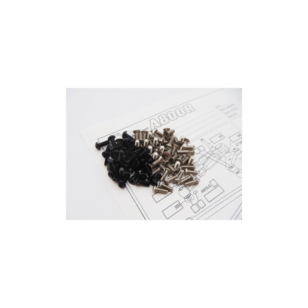 Hiro Seiko A800R Titan/Alloy Hex Socket Screw Set [Black] (106pcs) HS-48861