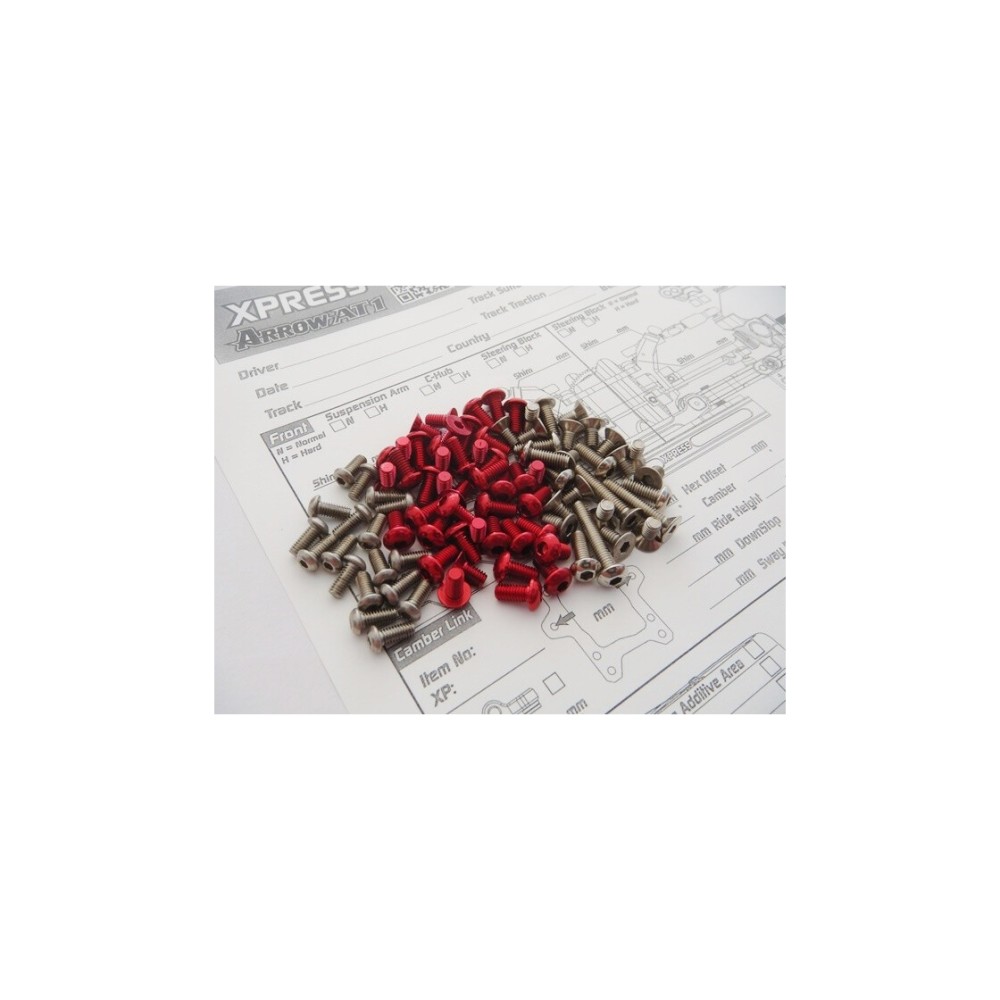 Hiro Seiko ARROW AT1 Titan/Alloy Hex Socket Screw Set [Red] HS-48859