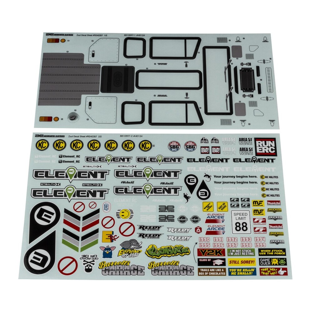 Element RC Enduro Zuul Decal Sheets AE42357 Element RC Enduro Zuul Decal Sheets AE42357