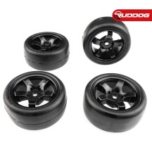 Sweep D High-end compound Pre-glued M-Chassis Tires (D-32deg | 4pcs | Black wheels) SR-D-MN32PG