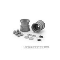JConcepts Tribute 73's - 3.2 x 3.6 Monster Truck wheel with adaptors gray / silver - 2pc. JCO3439S
