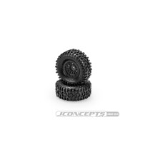 JConcepts Tusk - green compound, 57mm OD pre-mounted on 3446 wheel, black Fits - Traxxas TRX-4M JCO4066-32412