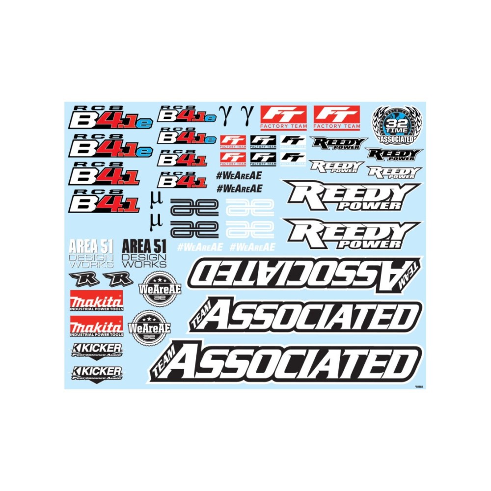 Hoja de adhesivos RC8B4.1/RC8B4.1e Team Associated AE81651 Hoja de adhesivos RC8B4.1/RC8B4.1e Team Associated AE81651