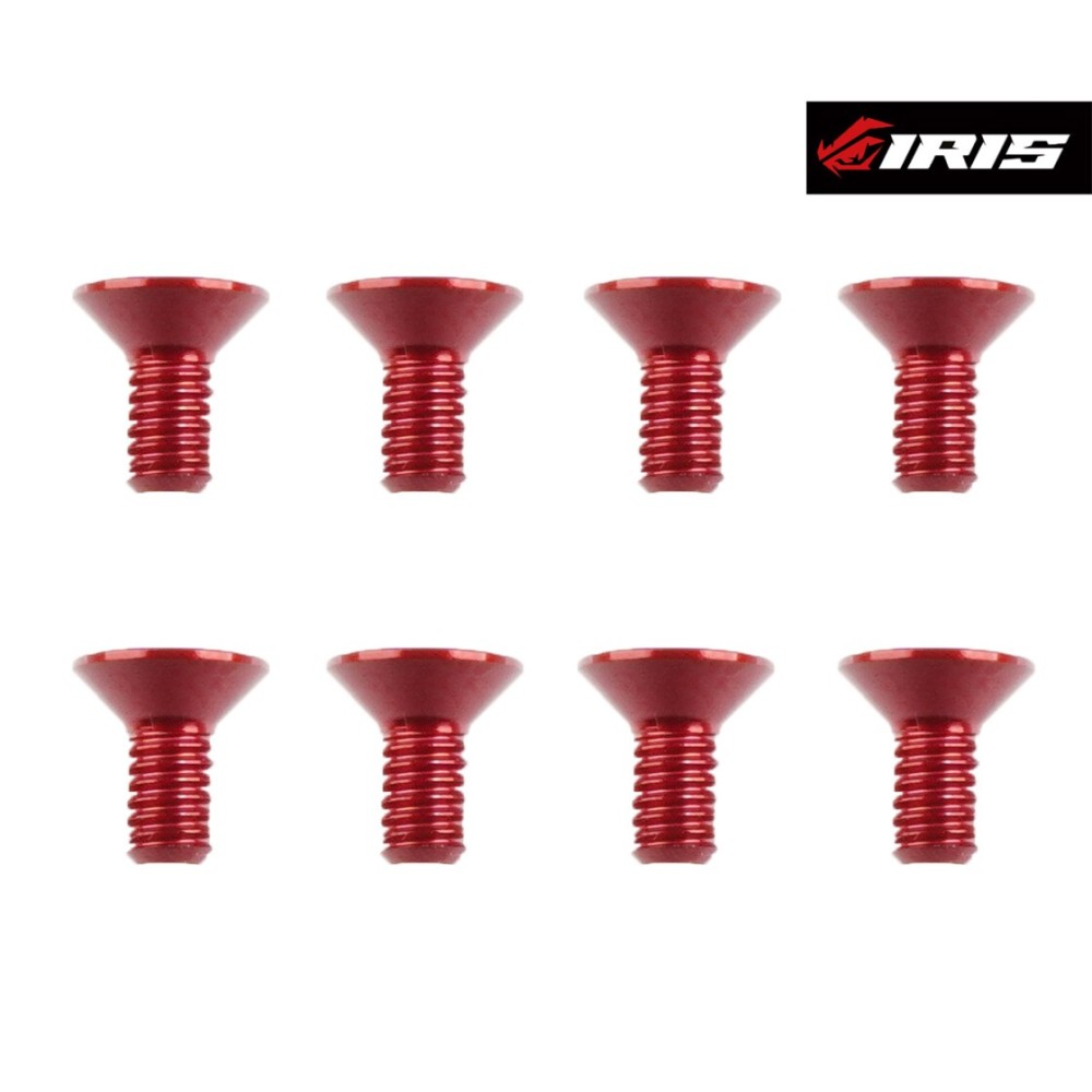 Iris M3x6mm Aluminium Flat Head Screws (Red | 8pcs) IRIS-75023 Iris M3x6mm Aluminium Flat Head Screws (Red | 8pcs) IRIS-75023