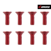 Iris M3x8mm Aluminium Flat Head Screws (Red | 8pcs) IRIS-75024