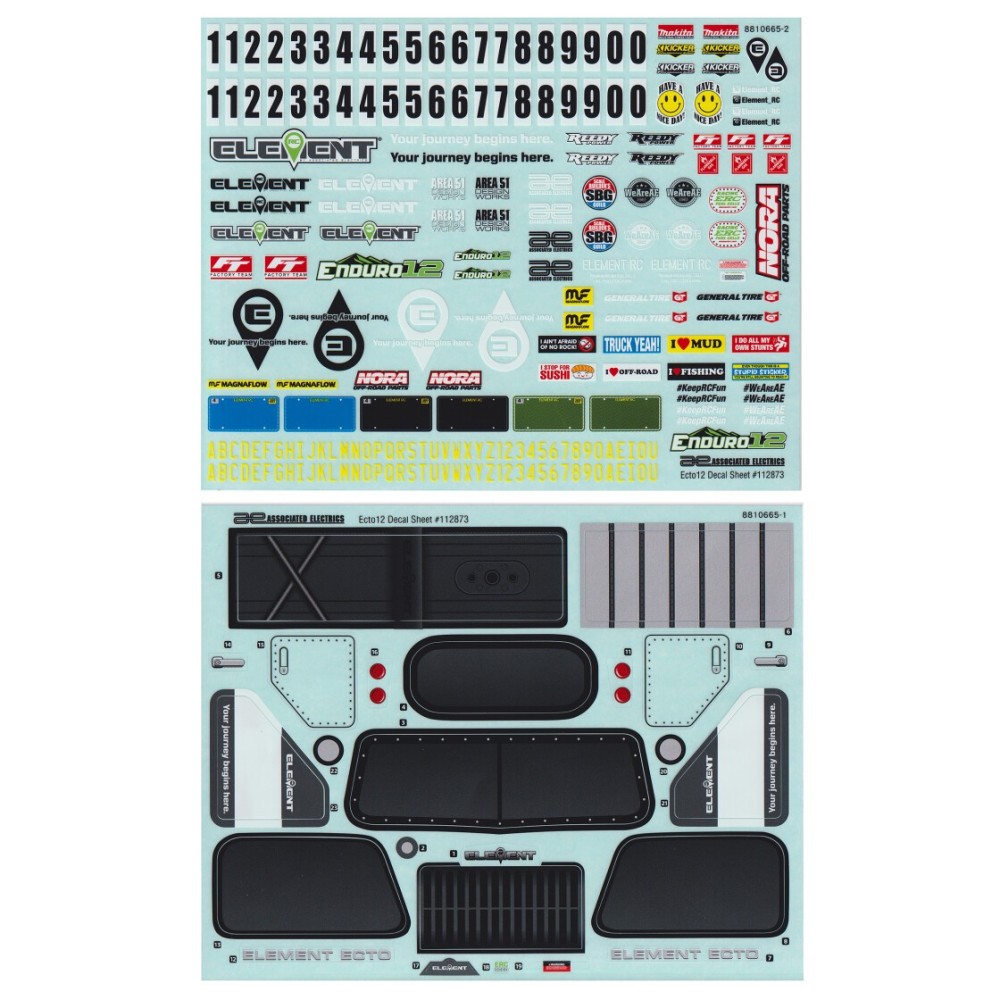 Element RC Enduro12, Ecto Decal Sheet AE41140 Element RC Enduro12, Ecto Decal Sheet AE41140