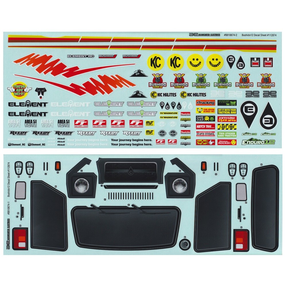 Element RC Enduro12, Bushido Decal Sheet AE41145 Element RC Enduro12, Bushido Decal Sheet AE41145