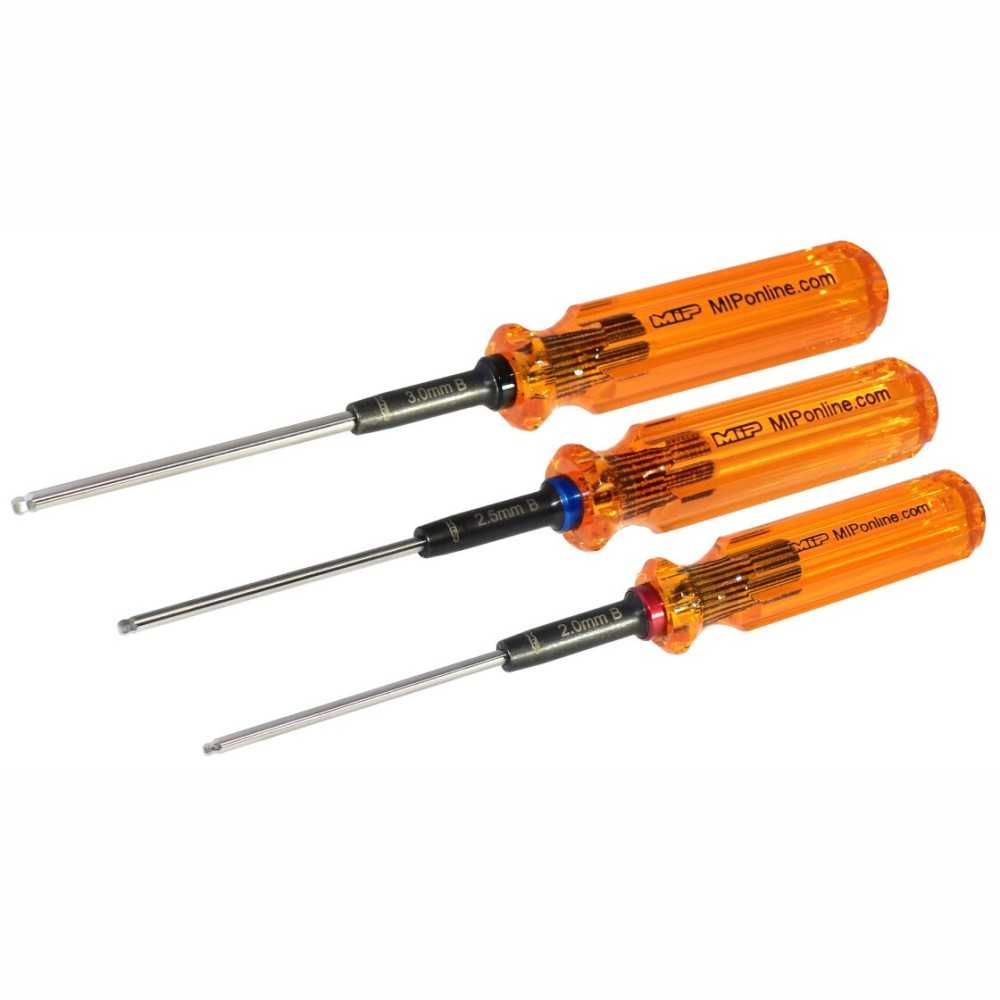 MIP Hex Driver Ball Wrench Set Gen 2, Metric (3), 2.0mm, 2.5mm, & 3.0mm MIP9606 MIP Hex Driver Ball Wrench Set Gen 2, Metric (3), 2.0mm, 2.5mm, & 3.0mm MIP9606