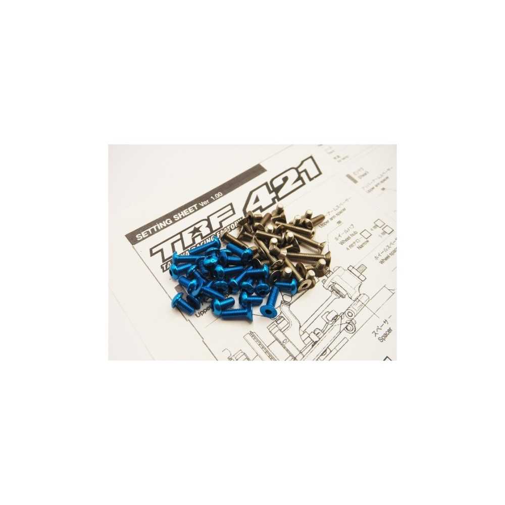 Hiro Seiko TRF421 Titan/Alloy Hex Socket Screw Set [T-Blue] (116pcs) HS-48948