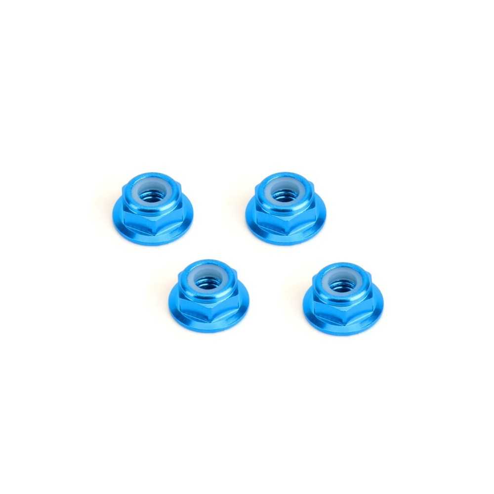 Hiro Seiko 4mm Alloy Flange Nylon Nut (Thin Type) [T-Blue] HS-48953