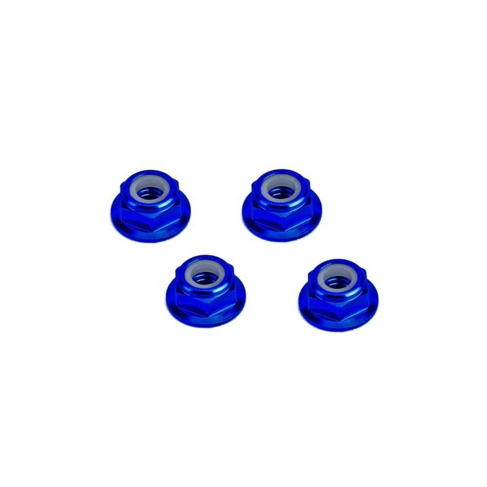 Hiro Seiko 4mm Alloy Flange Nylon Nut (Thin Type) [Y-Blue] HS-48954