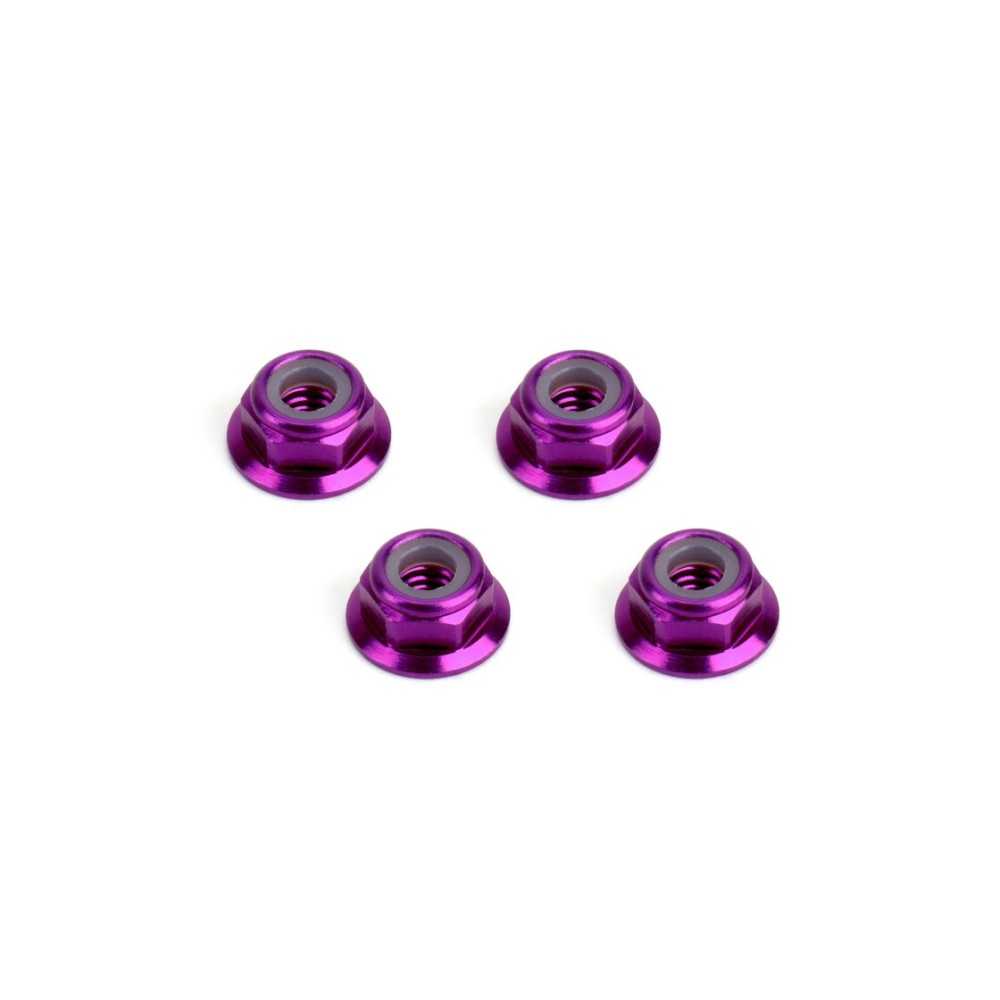 Hiro Seiko 4mm Alloy Flange Nylon Nut (Thin Type) [Purple] HS-48955