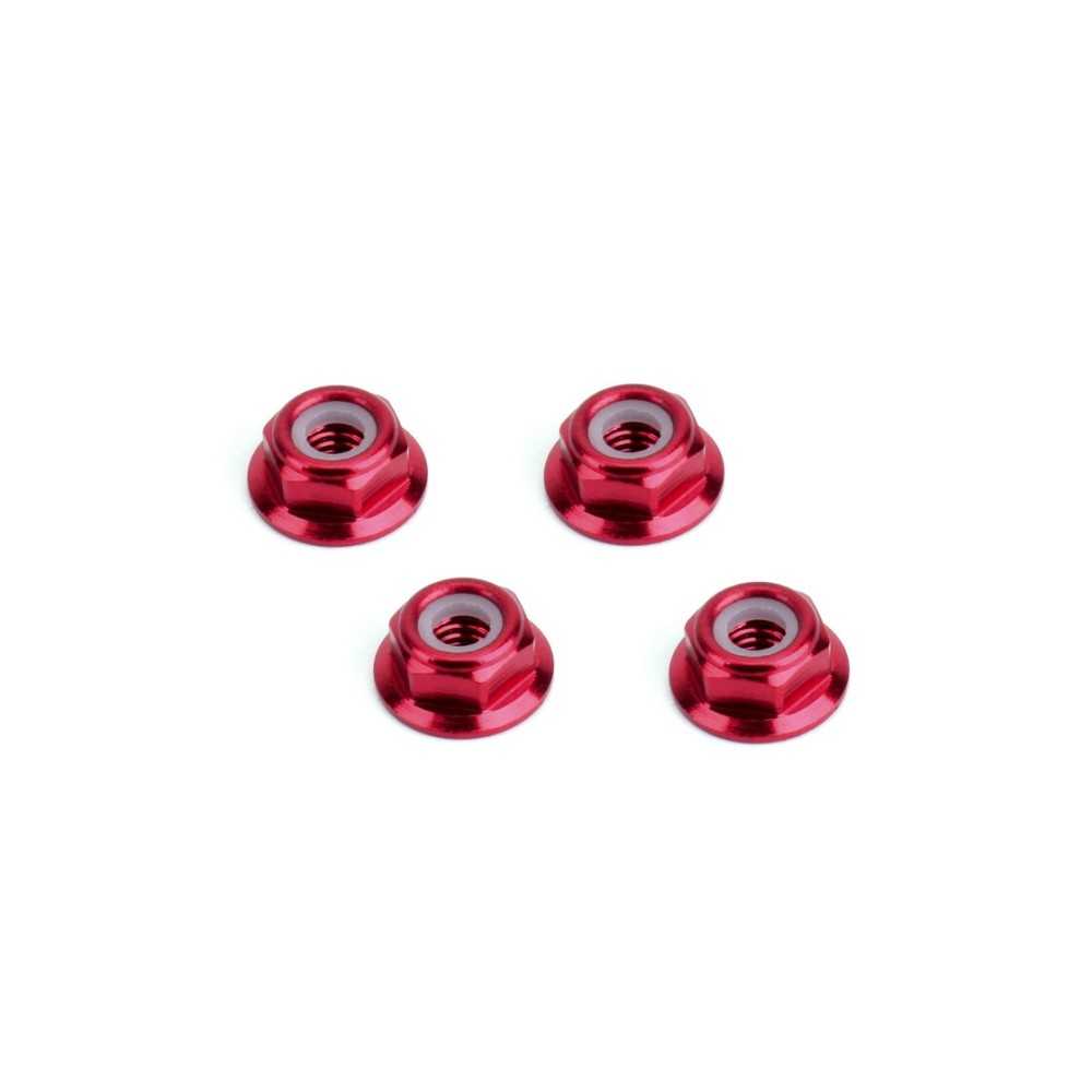 Hiro Seiko 4mm Alloy Flange Nylon Nut (Thin Type) [Red] HS-48956