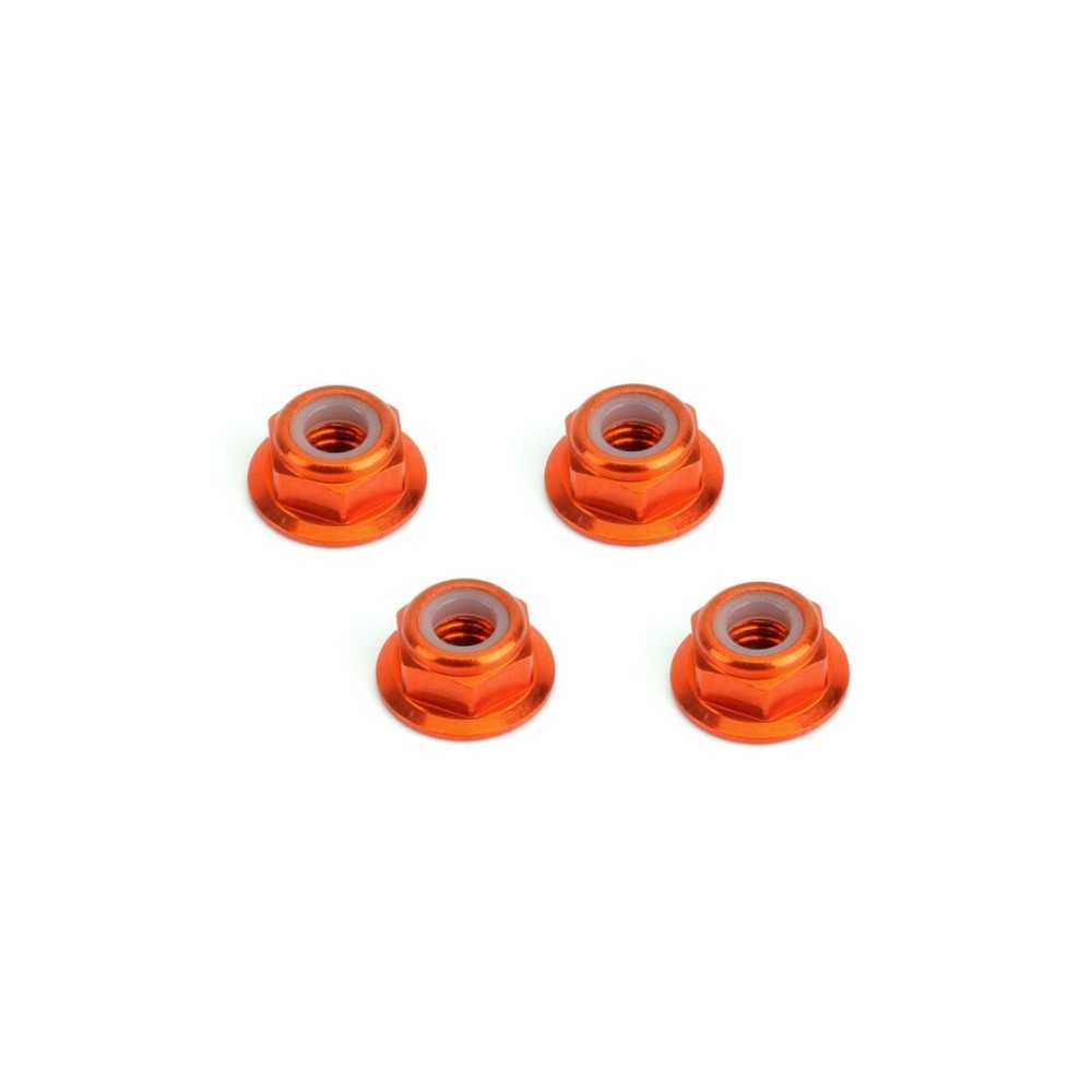 Hiro Seiko 4mm Alloy Flange Nylon Nut (Thin Type) [Orange] HS-48958
