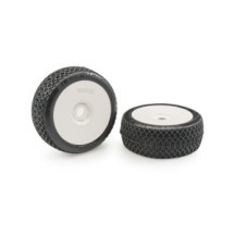 Matrix Blackhole Clay Super Soft 1:8 Buggy Tires Pre-glued (White Wheels | 2pcs) MX-BLACSS-GL