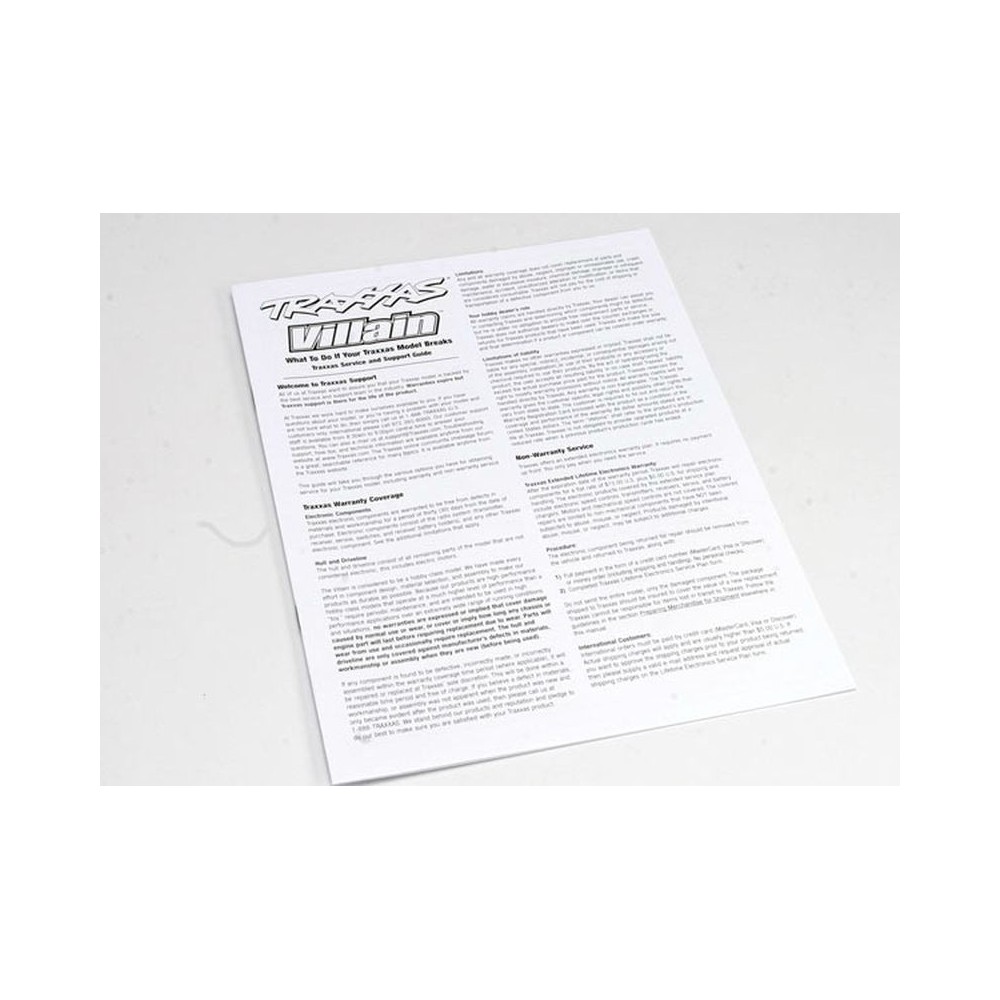 Manual instrucciones Villain Traxxas TRX1599X