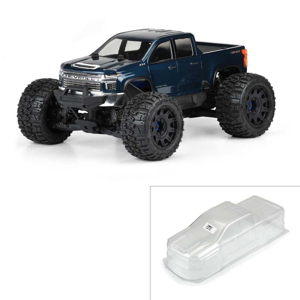 Pro-line 2021 Chevy Silverado 2500 HD Clear Body for E-REVO 2.0 & MAXX (with extended body mounts) (PRO358200) PR3582-00 Pro-line 2021 Chevy Silverado 2500 HD Clear Body for E-REVO 2.0 & MAXX (with extended body mounts) (PRO358200) PR3582-00