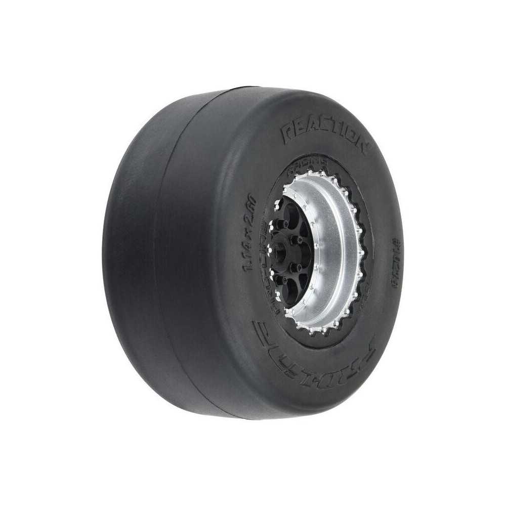 Pro-line 1/16 Reaction Rr Tires MTD 7mm Blk/Sil:MiniDrag(2) PRO1021810