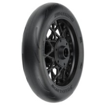 Neumático delantero Supermoto S3 de motocicleta montado en llanta negra 1/4 Pro-line PRO1022210