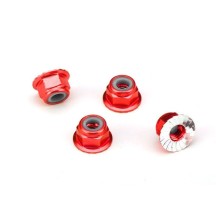 Tuercas Traxxas 4 mm con brida y bloqueo de nailon - Rojo TRX1747A