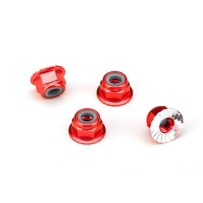 Tuercas Traxxas 4 mm con brida y bloqueo de nailon - Rojo TRX1747A