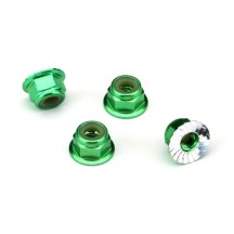 Tuercas Traxxas 4 mm con brida y bloqueo de nailon - Verde TRX1747G