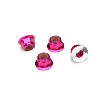 Tuercas Traxxas 4 mm con brida y bloqueo de nailon - Rosa TRX1747P