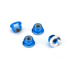 Tuercas Traxxas 4 mm con brida y bloqueo de nailon - Azul TRX1747R