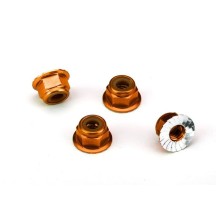 Tuercas Traxxas 4 mm con brida y bloqueo de nailon - Naranja TRX1747T