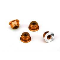 Tuercas Traxxas 4 mm con brida y bloqueo de nailon - Naranja TRX1747T
