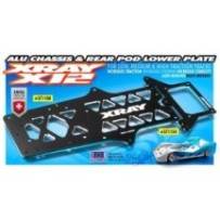 Xray X12'17 alu 2.0mm rear pod lower plate - 7075 t6 X371154