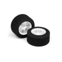 Xray m18mt rear foam tire mounted (37deg) magenta (2) X389582