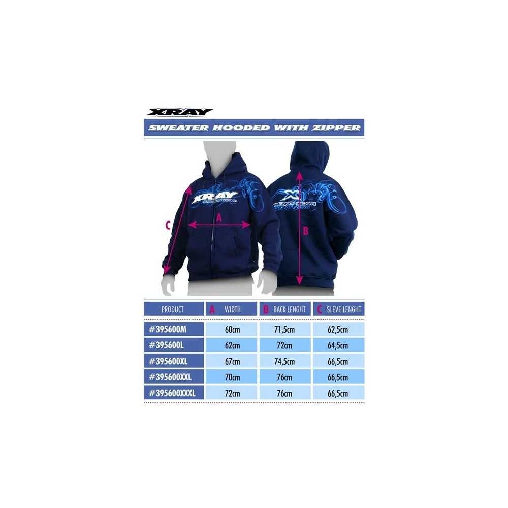 Xray sweater hooded with zipper - blue (m) X395600m Xray sweater hooded with zipper - blue (m) X395600m