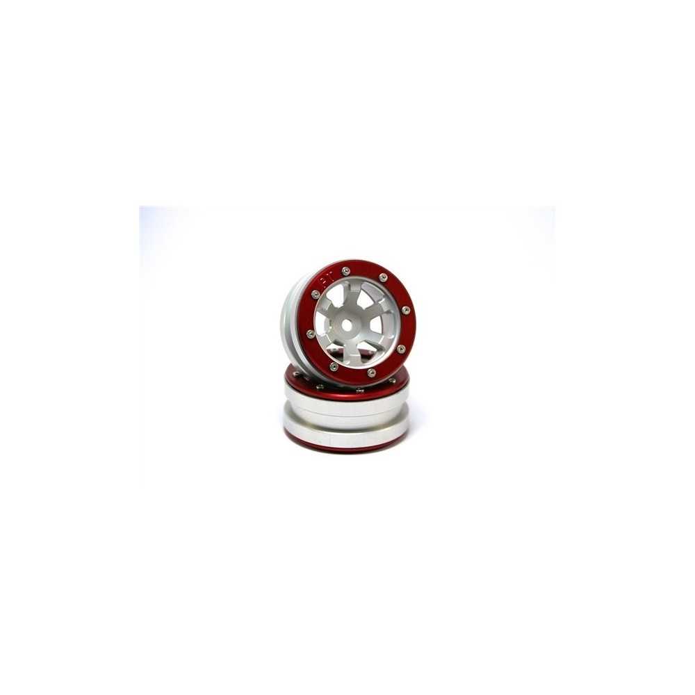 Metsafil Beadlock Wheels PT- Claw Silver/Red 1.9 (2 pcs) MT0060SR Metsafil Beadlock Wheels PT- Claw Silver/Red 1.9 (2 pcs) MT0060SR