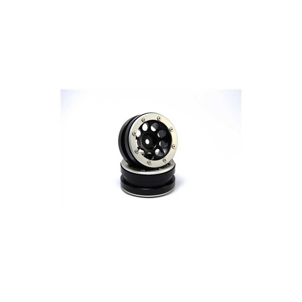 Metsafil Beadlock Wheels PT- Ecohole Black/Silver 1.9 (2 pcs) MT0050BS