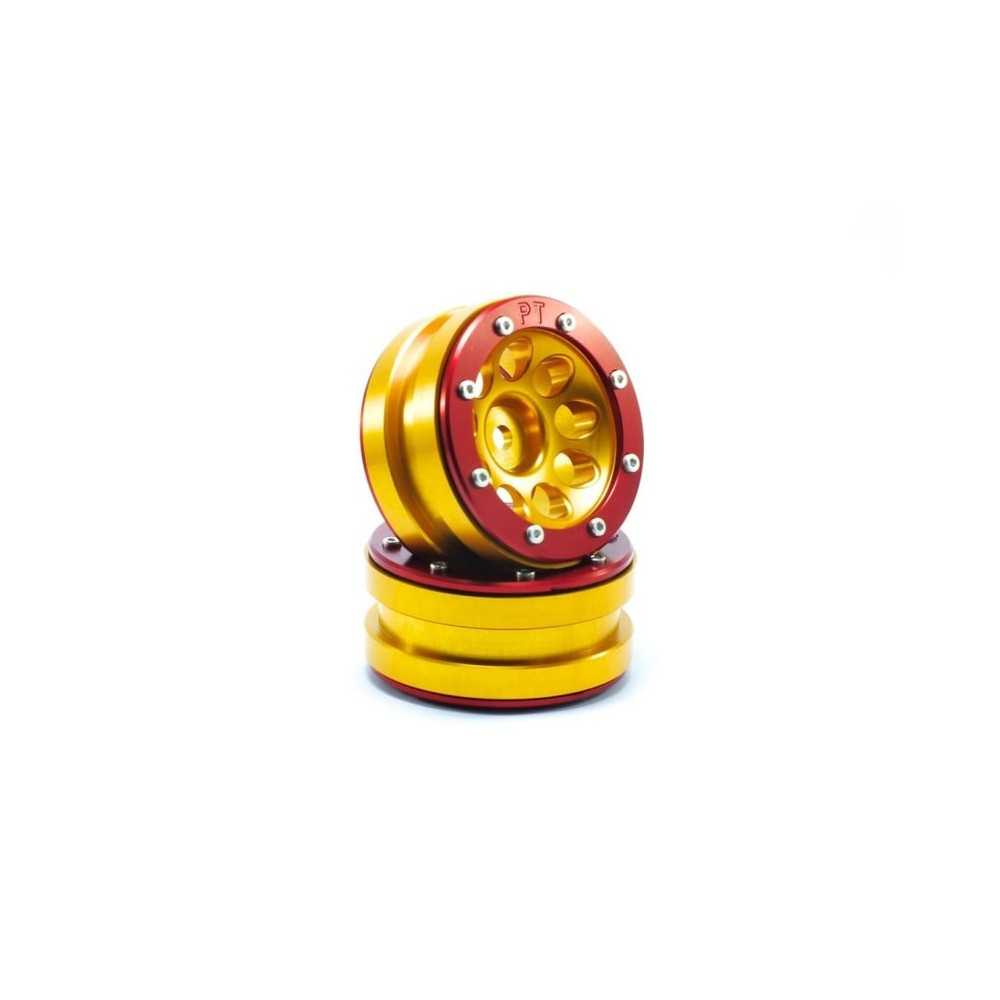 Metsafil Beadlock Wheels PT- Ecohole Gold/Red 1.9 MT0050GOR Metsafil Beadlock Wheels PT- Ecohole Gold/Red 1.9 MT0050GOR