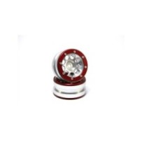 Metsafil Beadlock Wheels PT- Ecohole Silver/Red 1.9 (2 pcs) MT0050SR