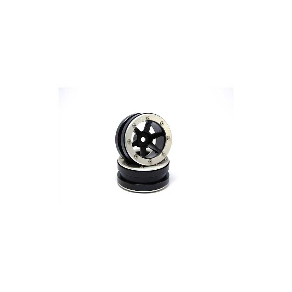 Metsafil Beadlock Wheels PT- Slingshot Black/Silver 1.9 (2 pcs) MT0030BS