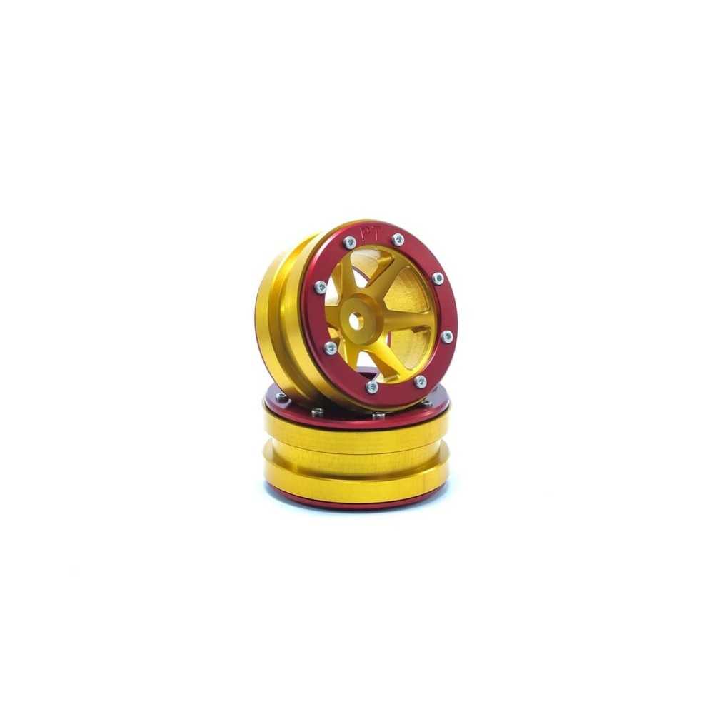 Metsafil Beadlock Wheels PT- Slingshot Gold/Red 1.9 MT0030GOR Metsafil Beadlock Wheels PT- Slingshot Gold/Red 1.9 MT0030GOR