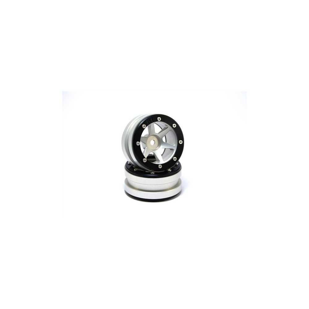 Metsafil Beadlock Wheels PT- Slingshot Silver/Black 1.9 (2 pcs) MT0030SB Metsafil Beadlock Wheels PT- Slingshot Silver/Black 1.9 (2 pcs) MT0030SB