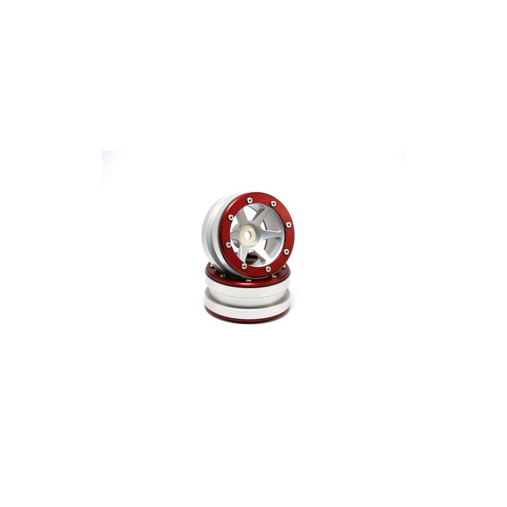 Metsafil Beadlock Wheels PT- Slingshot Silver/Red 1.9 (2 pcs) MT0030SR
