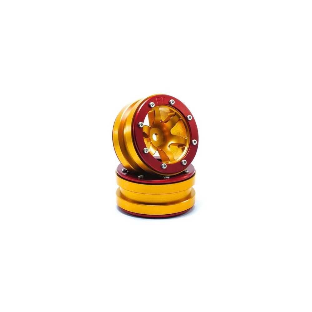 Metsafil Beadlock Wheels PT- Wave Gold/Red 1.9 MT0070GOR