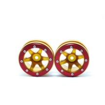 Metsafil Beadlock Wheels PT- Wave Gold/Red 1.9 MT0070GOR