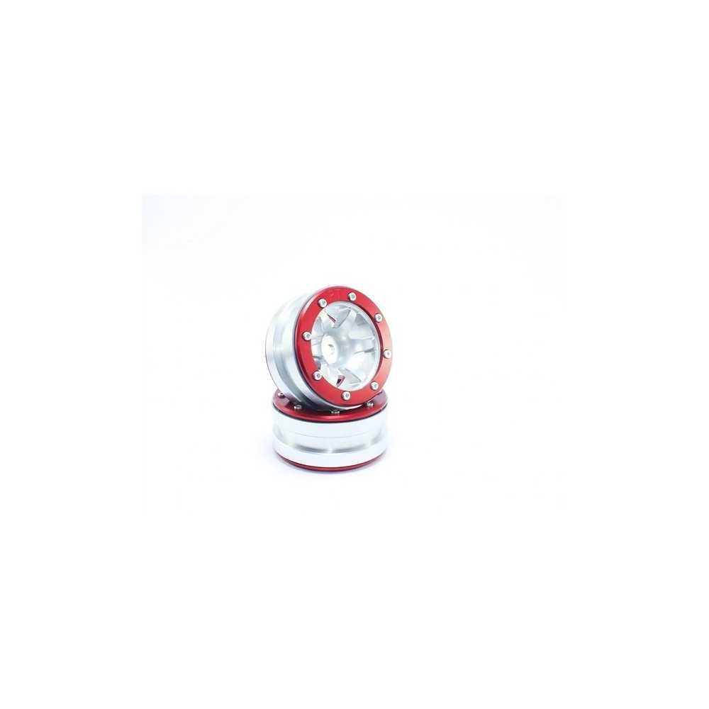 Metsafil Beadlock Wheels PT- Wave Silver/Red 1.9 (2 pcs) MT0070SR Metsafil Beadlock Wheels PT- Wave Silver/Red 1.9 (2 pcs) MT0070SR